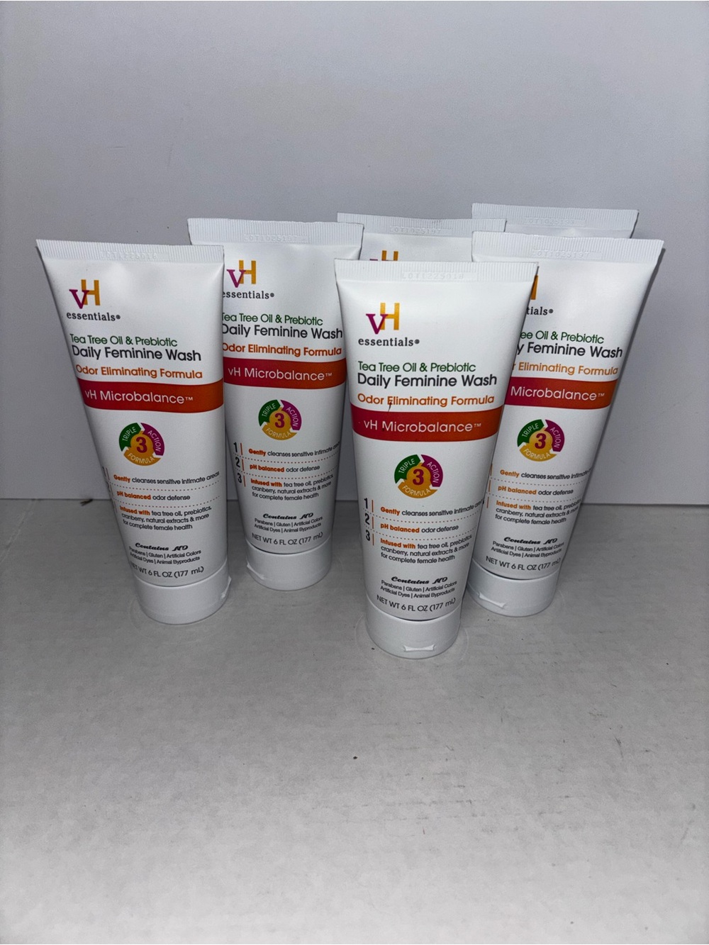 Lot of 6 vH essentials Daily Feminine Wash Tea Tree Oil Prebiotic 6 oz NEW